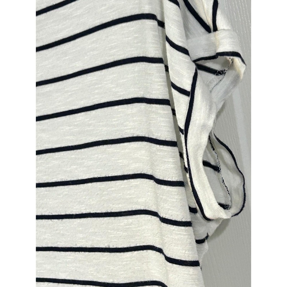 Green Envelope T-Shirt Women Small White Striped Nautical Casual Basic Top - Picture 6 of 11